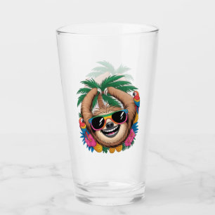 Kawaii Tropischer Faultier – Süße Sommer Stimmung Glas