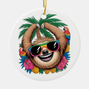 Kawaii Tropischer Faultier – Süße Sommer Stimmung Keramik Ornament