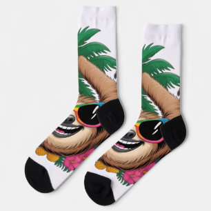 Kawaii-Tropischer Faultier – Süße Sommer-Vibes Reg Socken