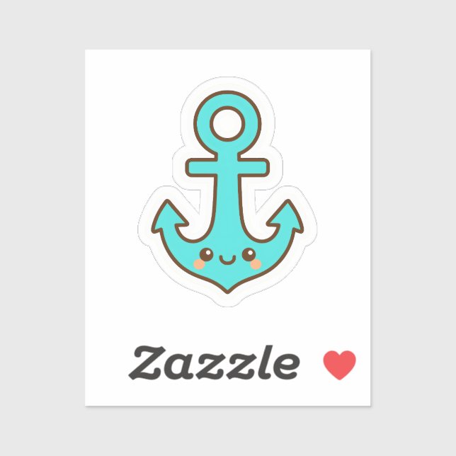 Kawaii Türkis Anchor - Whimsical & Cheerful Aufkleber (Blatt)