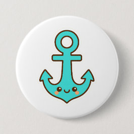 Kawaii Türkis Anchor - Whimsical & Cheerful Button