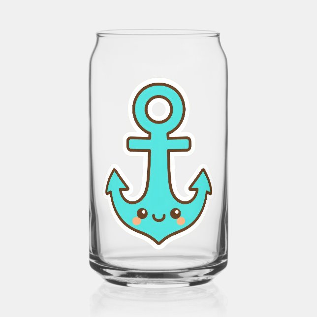 Kawaii Türkis Anchor - Whimsical & Cheerful Dosenglas (Rückseite)