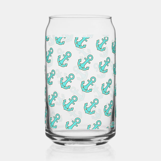 Kawaii Türkis Anchor - Whimsical & Cheerful Dosenglas (Vorderseite)