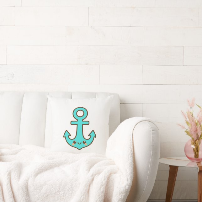 Kawaii Türkis Anchor - Whimsical & Cheerful Kissen (Liege)
