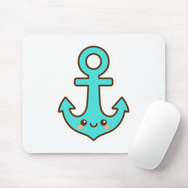 Kawaii Türkis Anchor - Whimsical & Cheerful Mousepad (Mit Mouse)