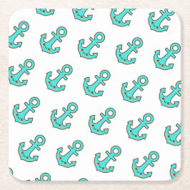 Kawaii Türkis Anchor - Whimsical & Cheerful Rechteckiger Pappuntersetzer