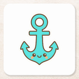 Kawaii Türkis Anchor - Whimsical & Cheerful Rechteckiger Pappuntersetzer