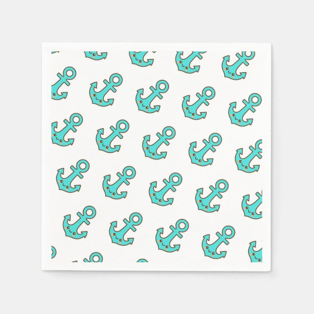 Kawaii Türkis Anchor - Whimsical & Cheerful Serviette (Vorderseite)