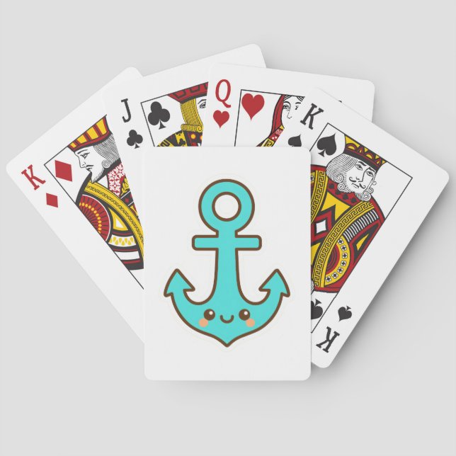 Kawaii Türkis Anchor - Whimsical & Cheerful Spielkarten (Rückseite)