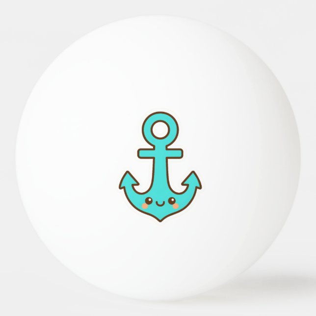 Kawaii Türkis Anchor - Whimsical & Cheerful Tischtennisball (Vorderseite)