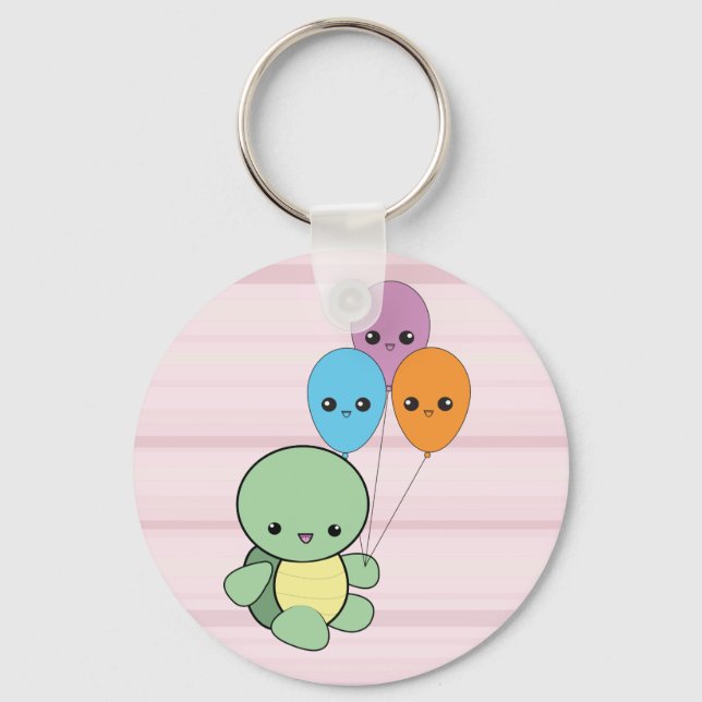 Kawaii Turtle mit Balloons Schlüsselanhänger (Vorderseite)