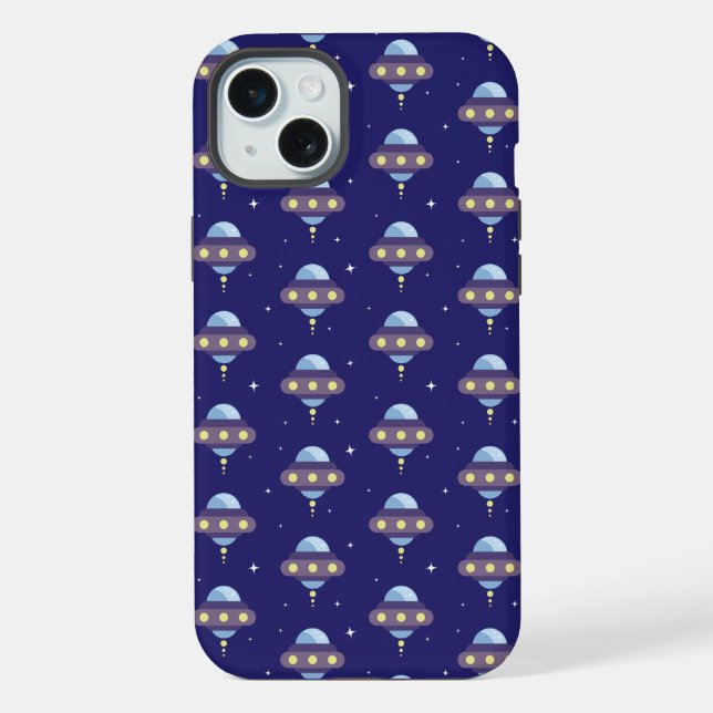 Kawaii UFO-Muster iPhone 15 Plus Hülle (Rückseite)