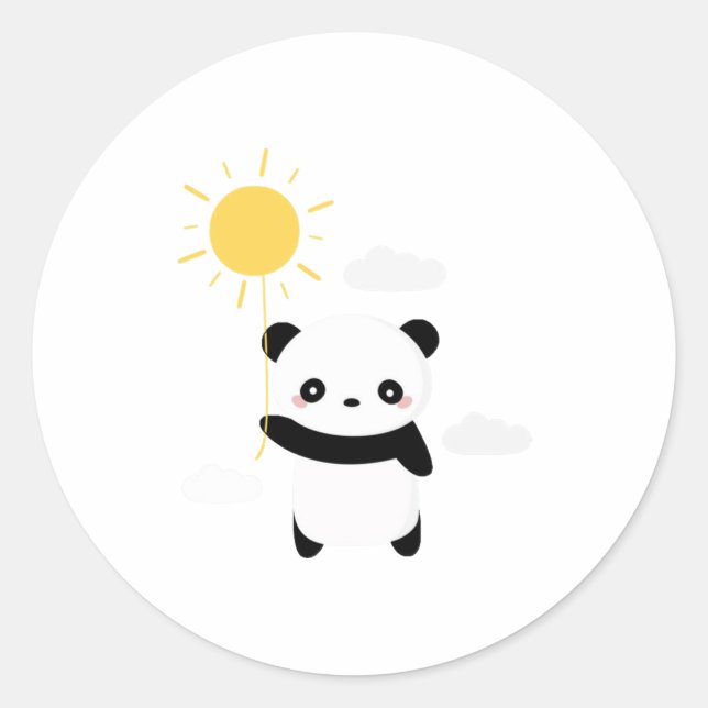 Kawaii und niedlicher Panda Sonnenschein Runder Aufkleber (Vorderseite)