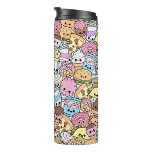 Kawaii ungesunde Fertigkost Munchies Muster Thermosbecher