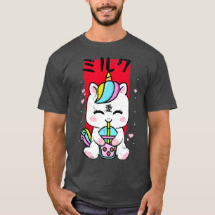 Kawaii Unicorn Drinken Erdbeere Milchblase Tee