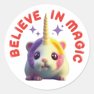 Kawaii Unicorn Hamster Croire En Sticker Magique