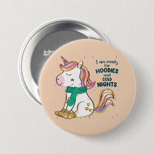 Kawaii Unicorn Winter und Feiertage Button