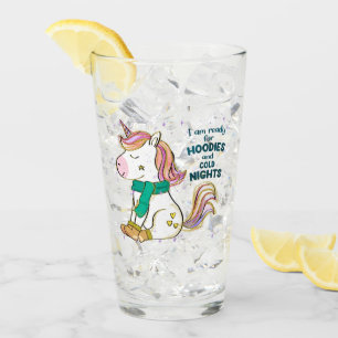 Kawaii Unicorn Winter und Feiertage Glas