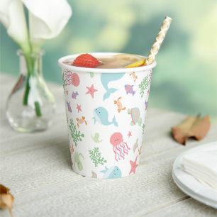 Kawaii unter der Sea Baby Shower Neutral Pastel Pappbecher