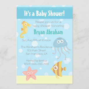 Kawaii Unterwasser-Themen-Einladung zur Babyparty Einladung