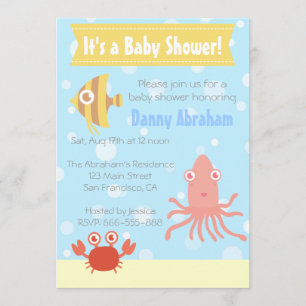 Kawaii Unterwasser-Themen-Einladung zur Babyparty Einladung