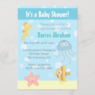Kawaii Unterwasser-Themen-Einladung zur Babyparty Einladung
