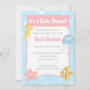 Kawaii Unterwasser-Themen-Einladung zur Babyparty Einladung