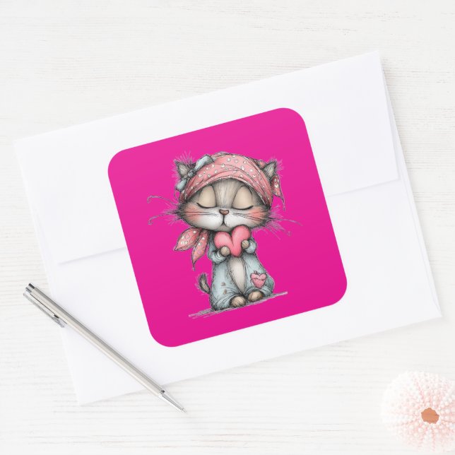 Kawaii Valentine Character 3 Inch Sticker – Cute L (Umschlag)