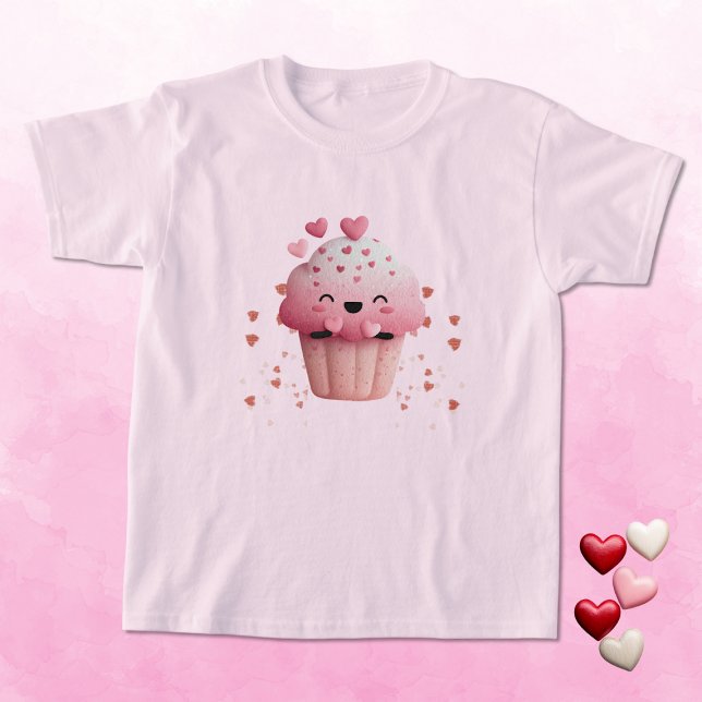 Kawaii Valentine Cupcake with Hearts T-Shirt (Von Creator hochgeladen)