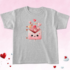 Kawaii Valentine Envelope with Hearts T-Shirt