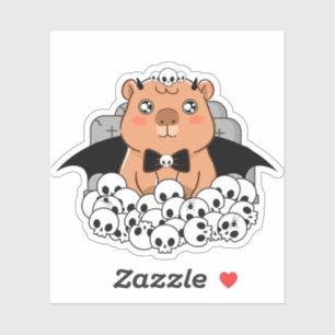 Kawaii Vampir Capybara - Gruseliger Friedhof Aufkleber