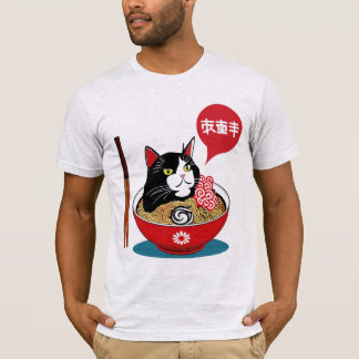 Kawaii Vintag Style Japenese Ramen Cat T-Shirt