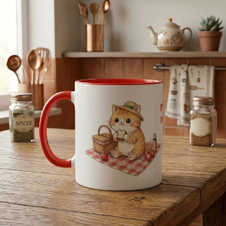 Kawaii Vintage Ingwerkatze Picknick Tasse