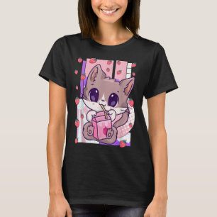 Kawaii Vintage-Stil japanische Ramen-Katze T-Shirt