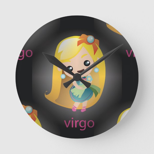 Kawaii virgo runde wanduhr (Vorderseite)