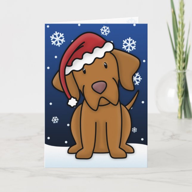 Kawaii Vizsla Weihnachtskarte Feiertagskarte (Vorderseite)