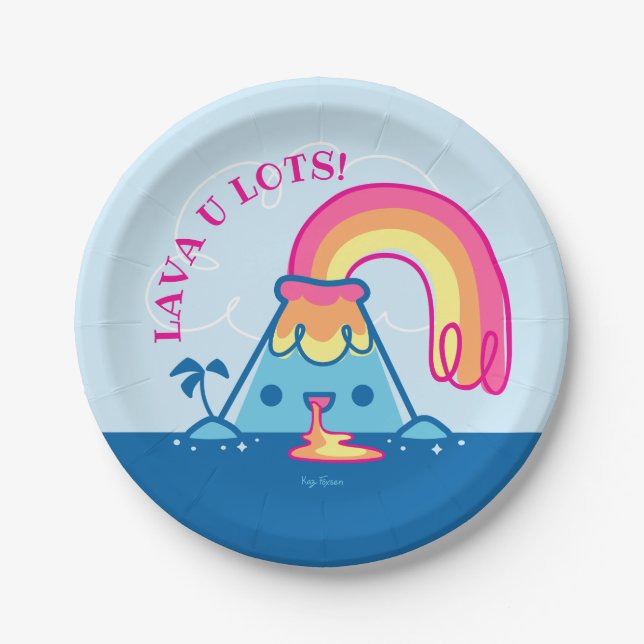 Kawaii Vulkan Pappteller (Vorderseite)