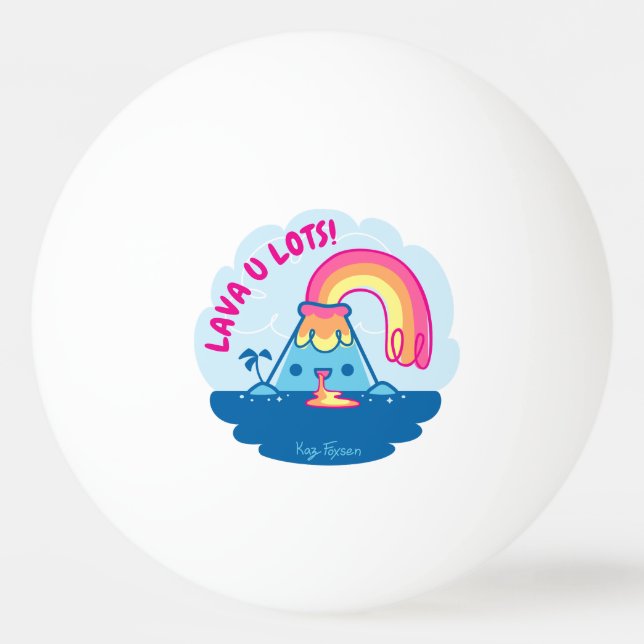 Kawaii Vulkan Tischtennisball (Vorderseite)