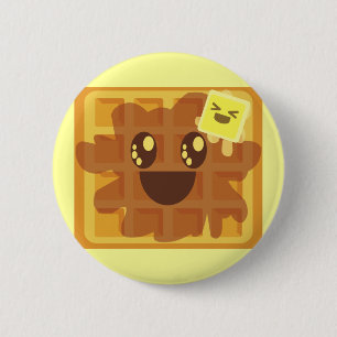 kawaii Waffelbutter u. Ahornsirupfrühstück Button