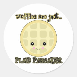 Kawaii-Waffeln sind einfach karierte Pfannkuchen Runder Aufkleber