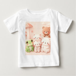 Kawaii Wald Freunde Bär Frosch und Hase Kinderzimm Baby T-shirt