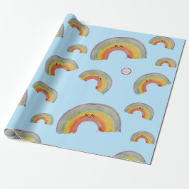 Kawaii Watercolor Rainbow Geschenkpapier