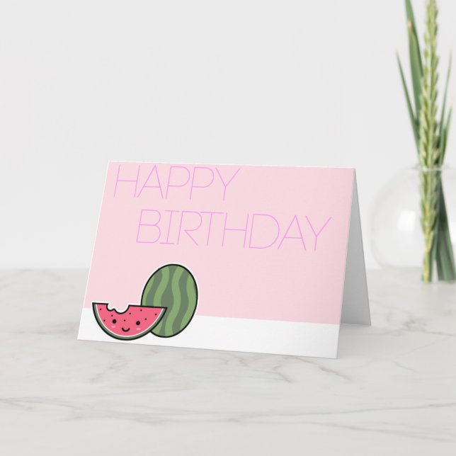 Kawaii Watermelon Geburtstagskarte! Karte (Vorderseite)