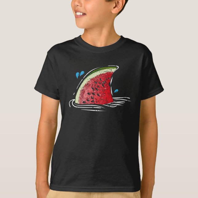 Kawaii Watermelon Shark Fin Familie Sommerurlaub T-Shirt (Vorderseite)