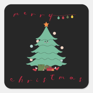 Kawaii Weihnachtsaufkleber  Quadratischer Aufkleber
