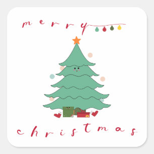 Kawaii Weihnachtsaufkleber  Quadratischer Aufkleber