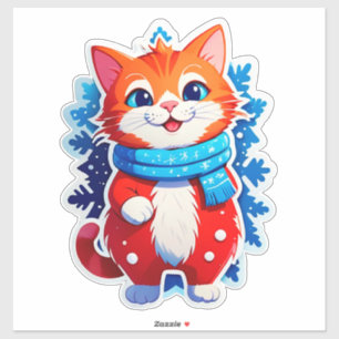 🎄 Kawaii-Weihnachtskatze-Aufkleber-Geschenk für K Aufkleber