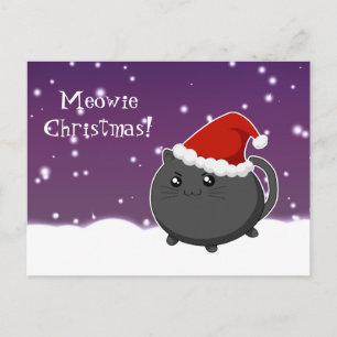 Kawaii-Weihnachtskatze Feiertagspostkarte