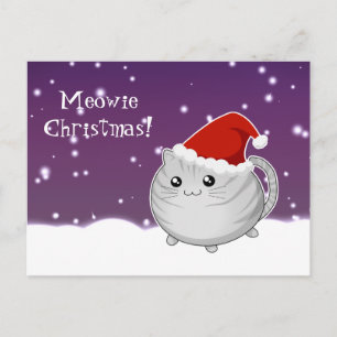Kawaii-Weihnachtskatze Feiertagspostkarte