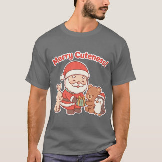 Kawaii Weihnachtsmann und niedliche Tierfreunde Fr T-Shirt